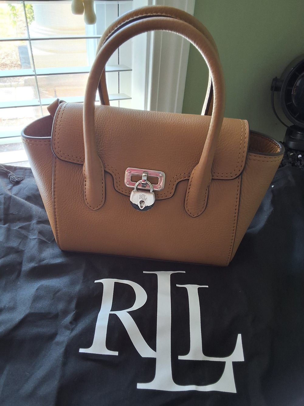 Lauren Ralph Lauren Tanner Small Satchel Leather Crossbody Bag Brown New - Picture 2 of 8